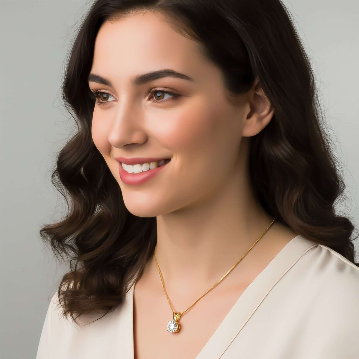 Golden Round Classic Pendant With Chain