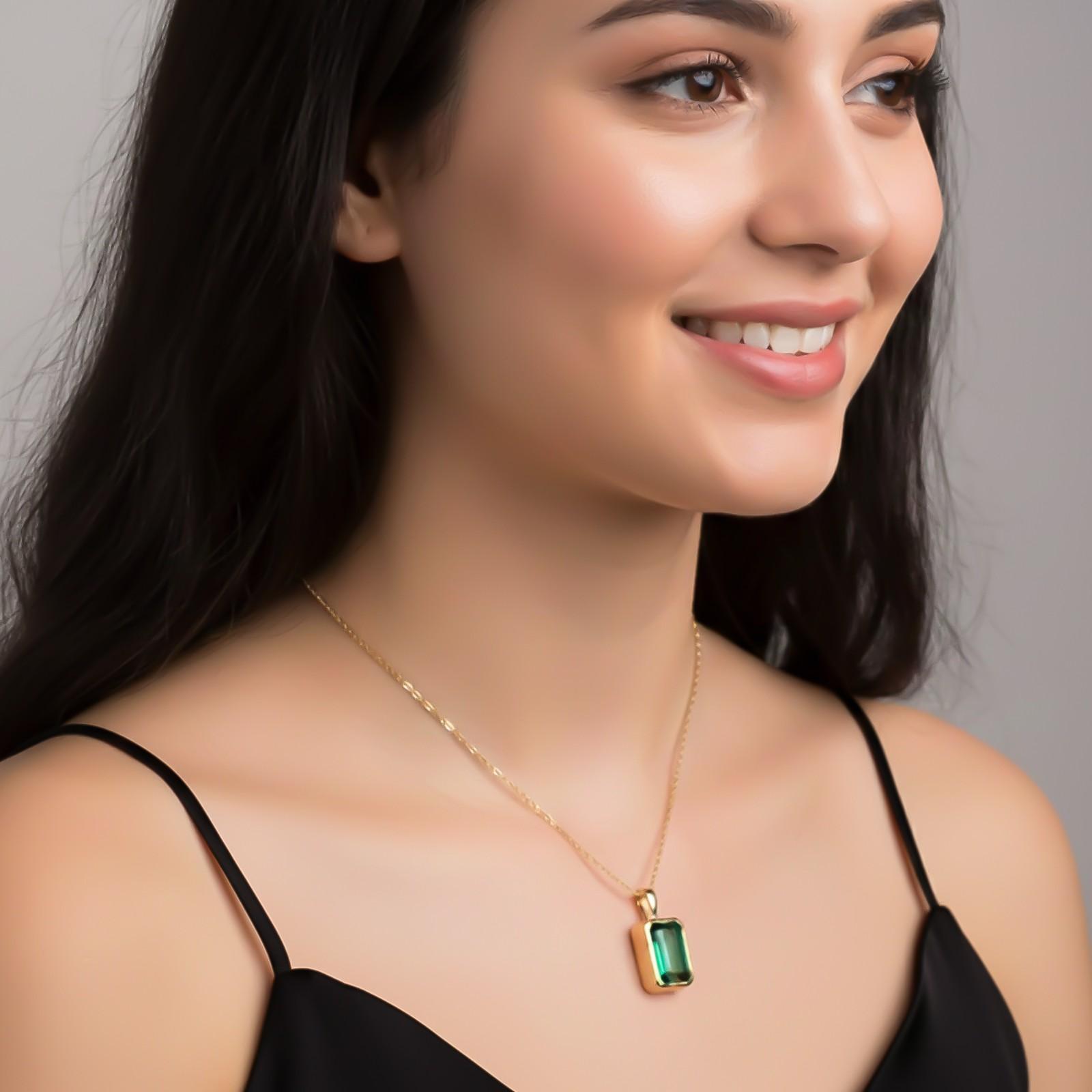 Golden Evergreen Solitaire Pendant