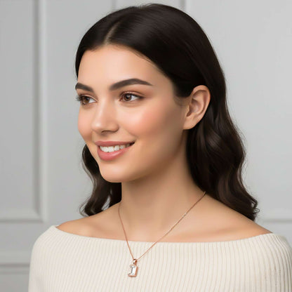 Rose Gold Luxurious Emerald Solitaire Pendant