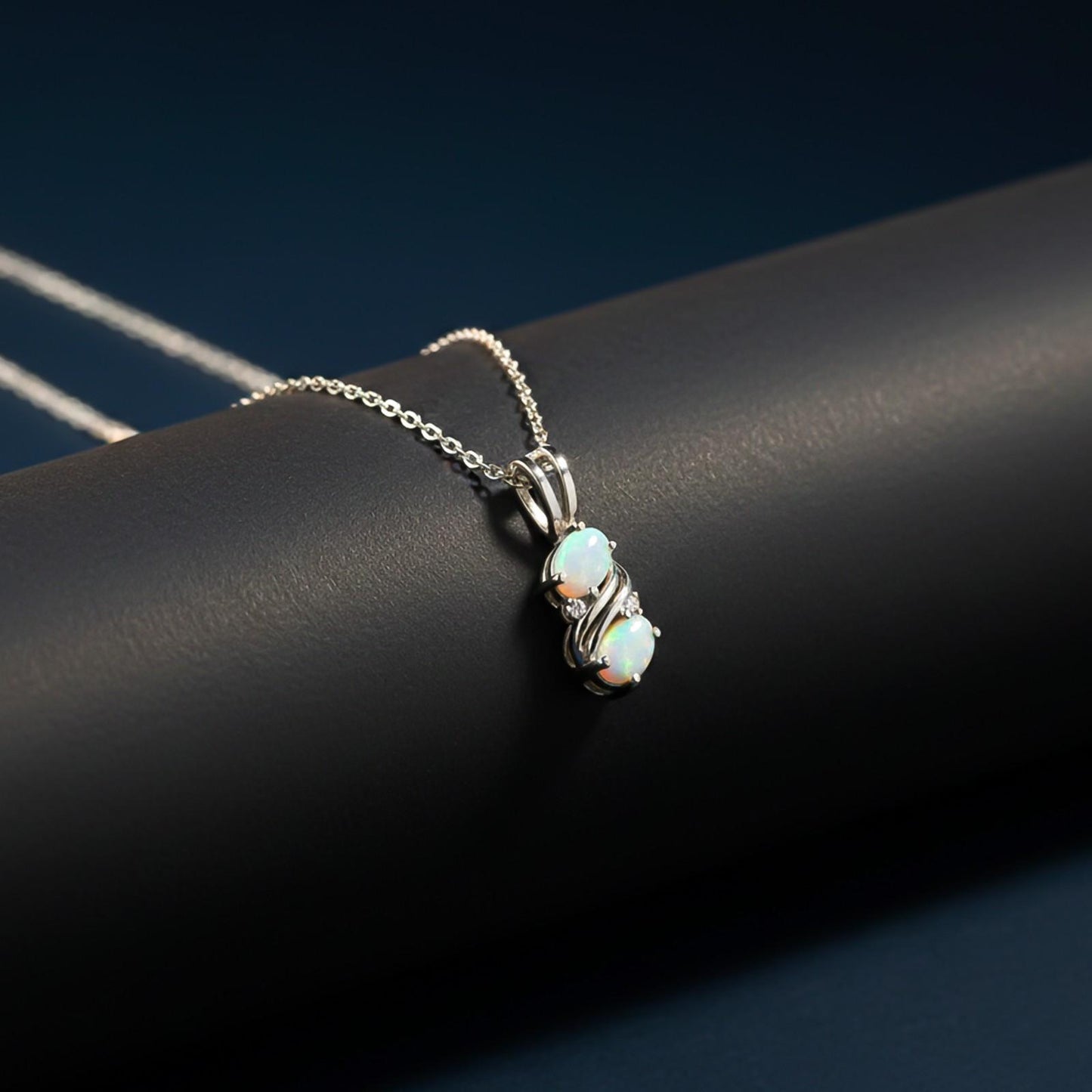 Silver Swirl Twisted Opal Pendant