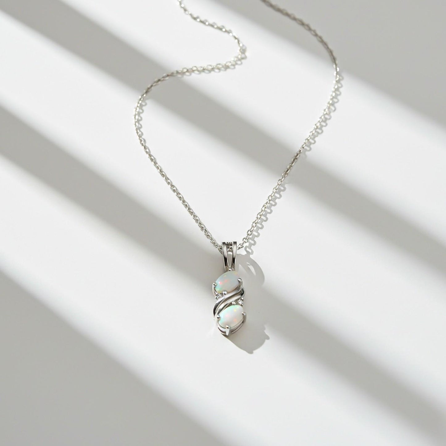 Silver Swirl Twisted Opal Pendant