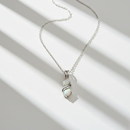 Silver Swirl Twisted Opal Pendant