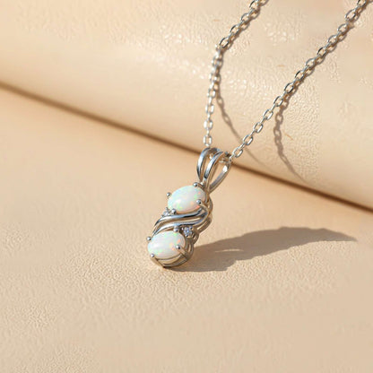 Silver Swirl Twisted Opal Pendant