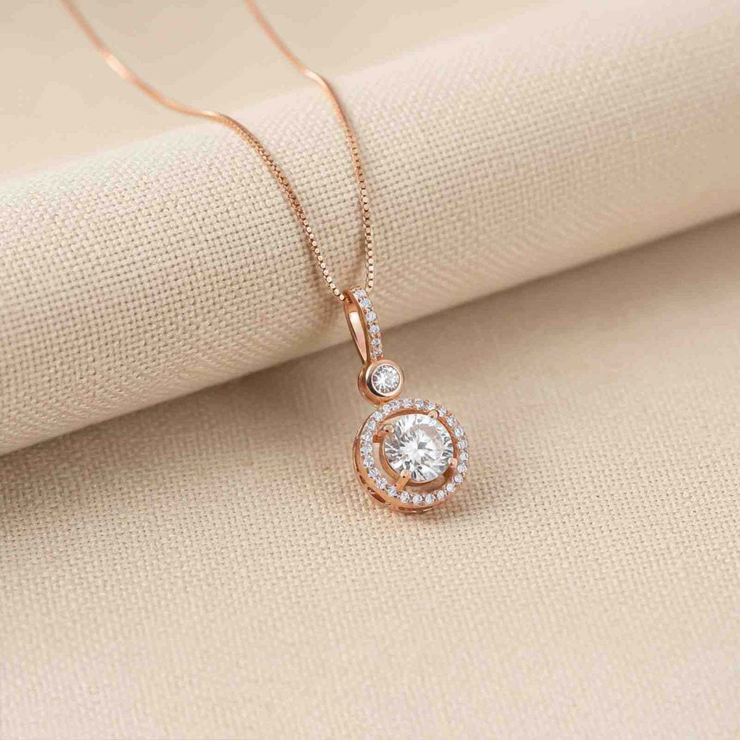 Rose Gold Drizzle Halo Pendant