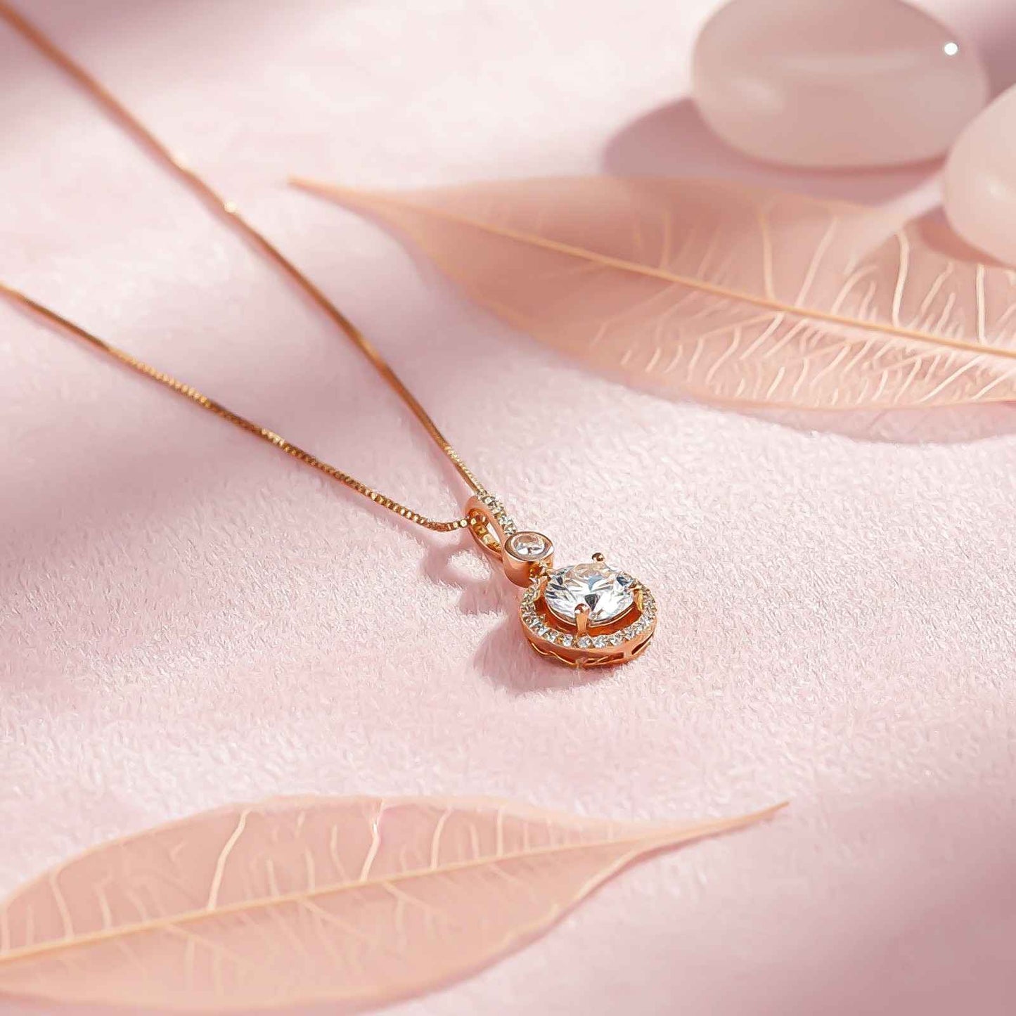 Rose Gold Drizzle Halo Pendant