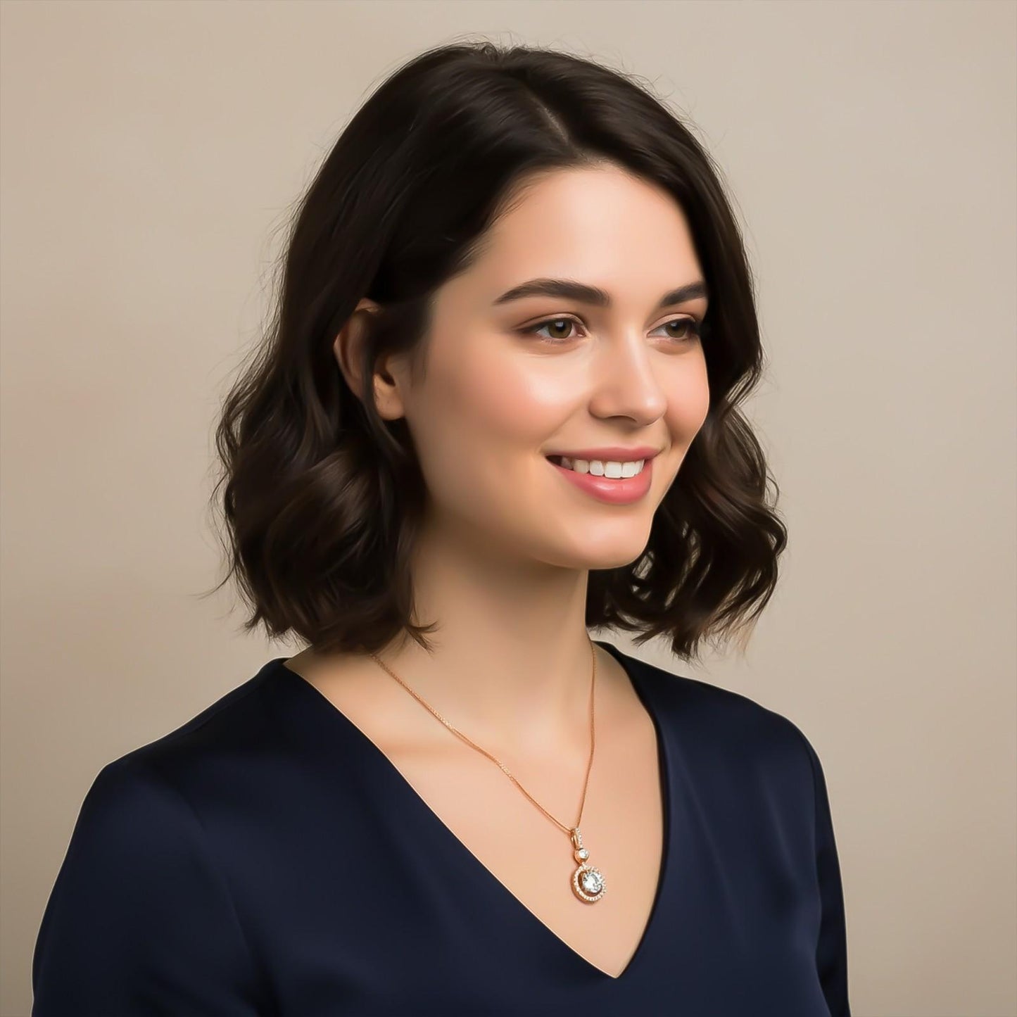 Rose Gold Drizzle Halo Pendant