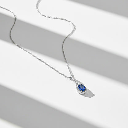 Silver Dazzling Halo Sapphire Pendant