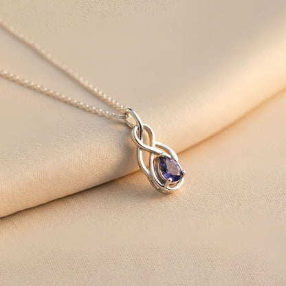 Silver Sapphire Infinity knot Pendant
