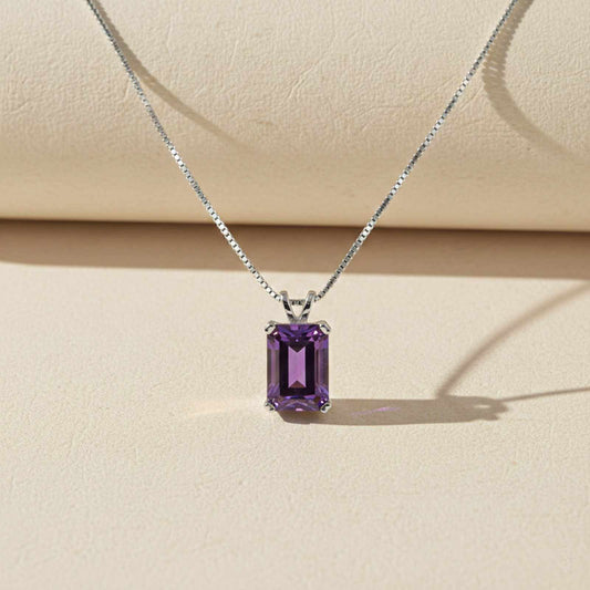 Silver Amethyst Minimalist Pendant