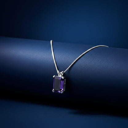 Silver Amethyst Minimalist Pendant