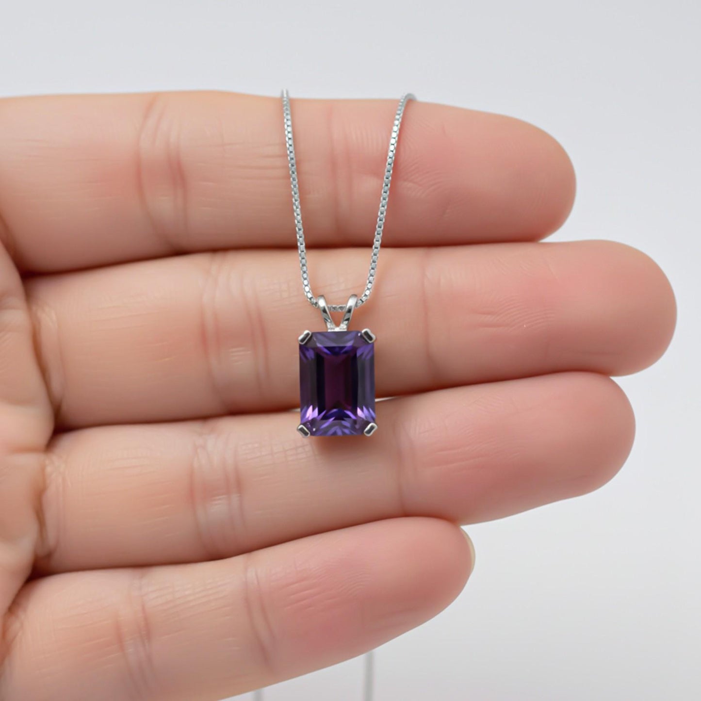 Silver Amethyst Minimalist Pendant