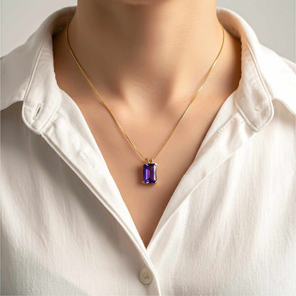 Golden Amethyst Minimalist Pendant