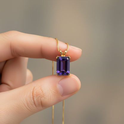 Golden Amethyst Minimalist Pendant