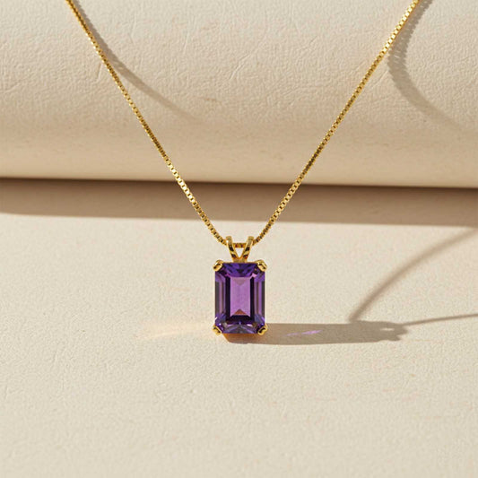 Golden Amethyst Minimalist Pendant
