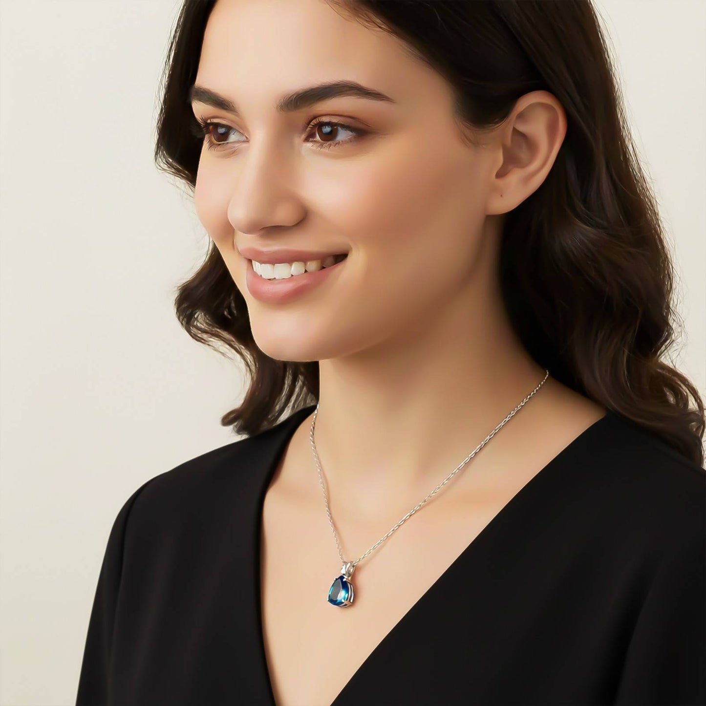 Silver Teardrop Topaz Pendant