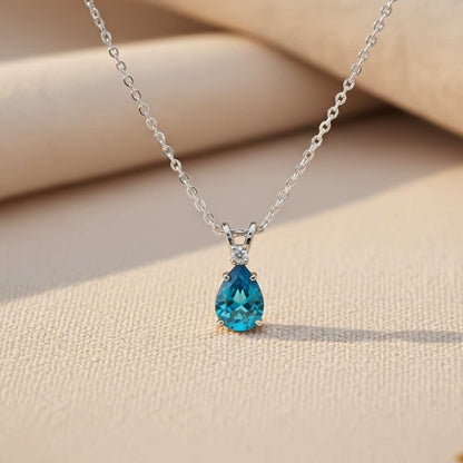Silver Teardrop Topaz Pendant