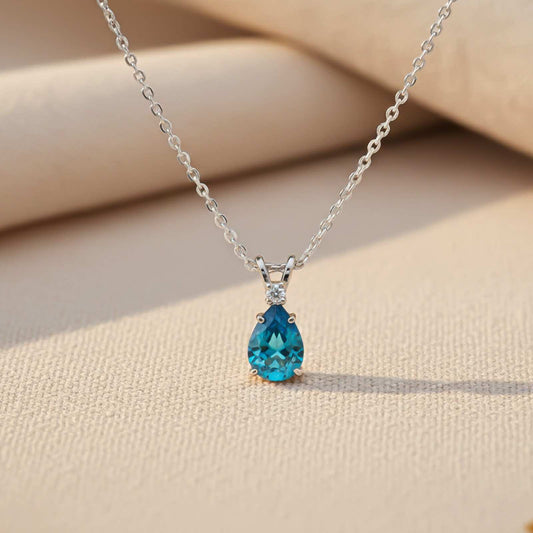 Silver Teardrop Topaz Pendant