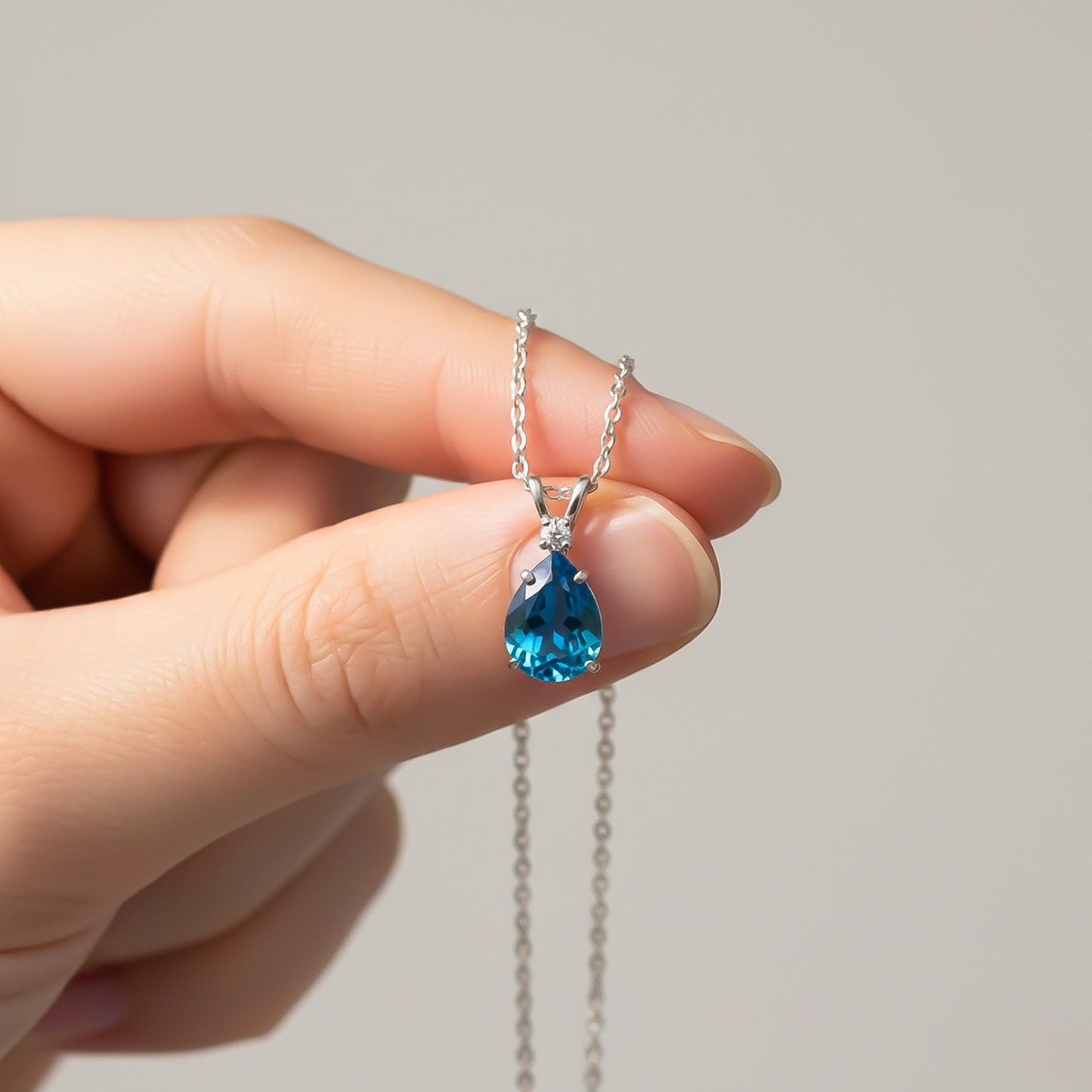 Silver Teardrop Topaz Pendant