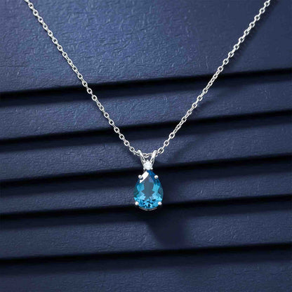 Silver Teardrop Topaz Pendant