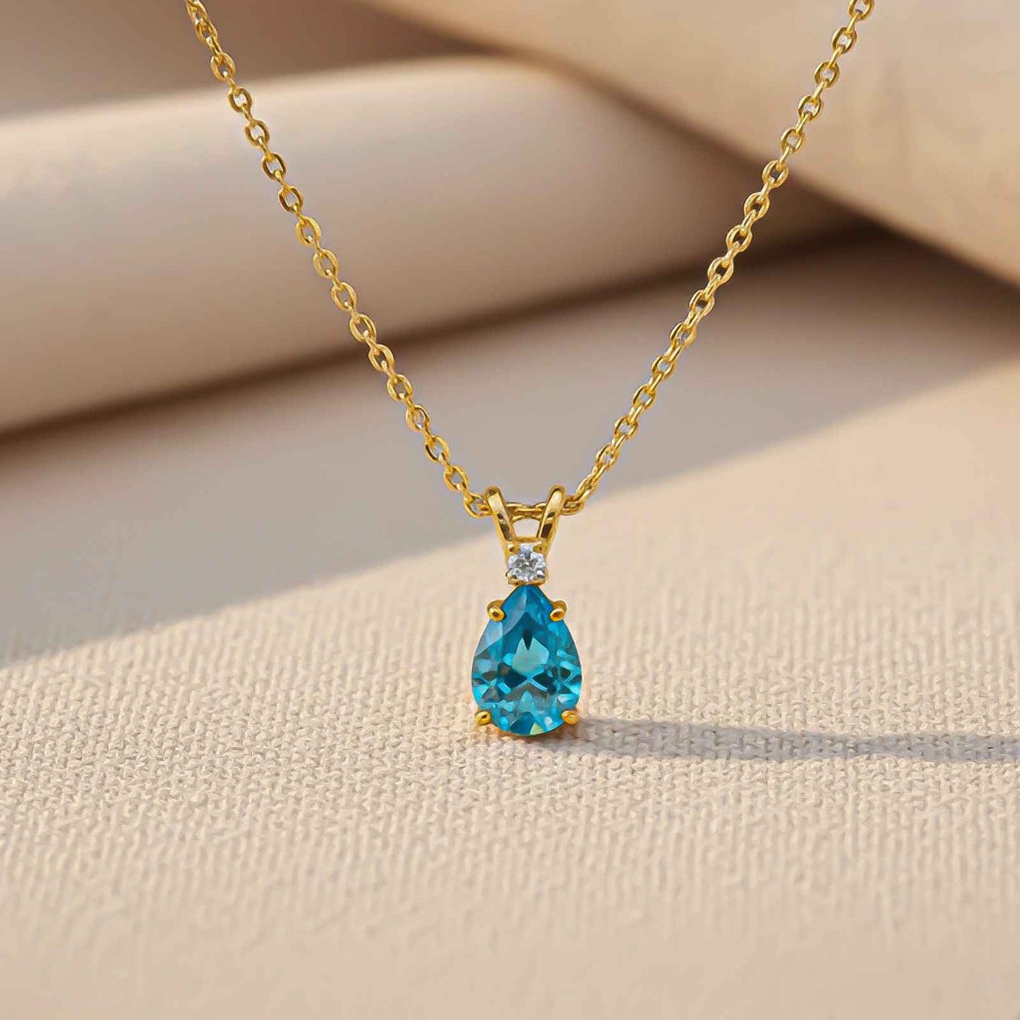 Golden Teardrop Topaz Pendant
