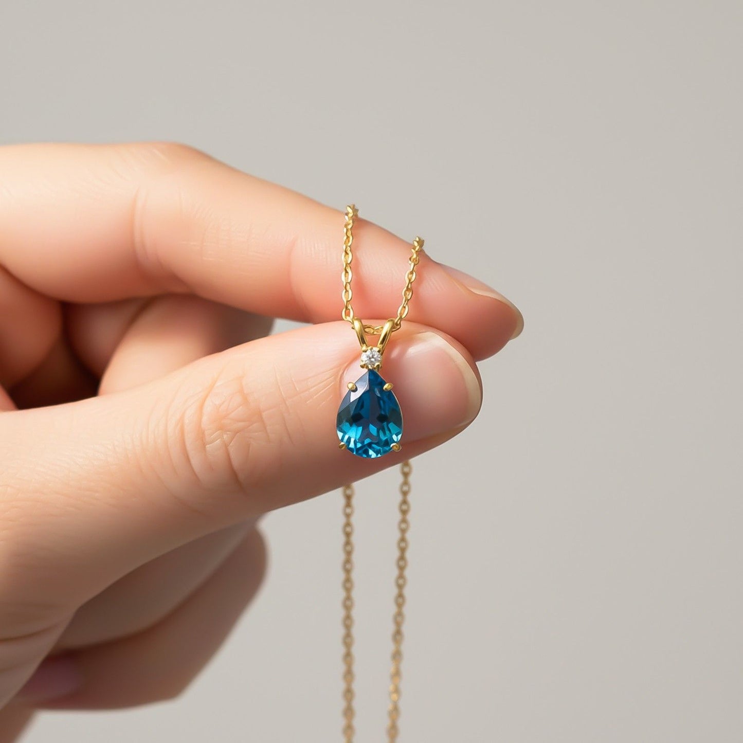 Golden Teardrop Topaz Pendant