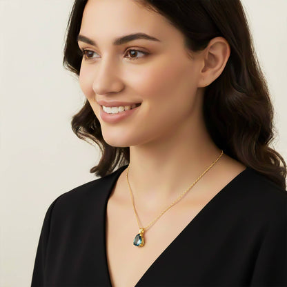 Golden Teardrop Topaz Pendant