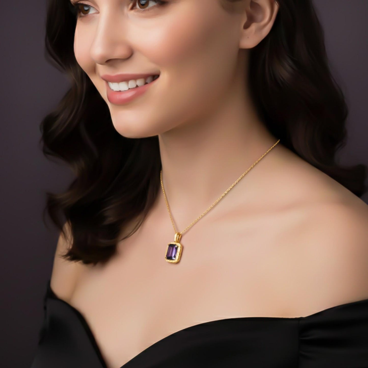 Golden Midnight Blue Sapphire Pendant