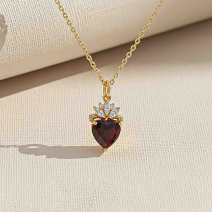 Golden Red Heart Crown Pendant