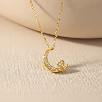 Golden Moon to Heart Necklace