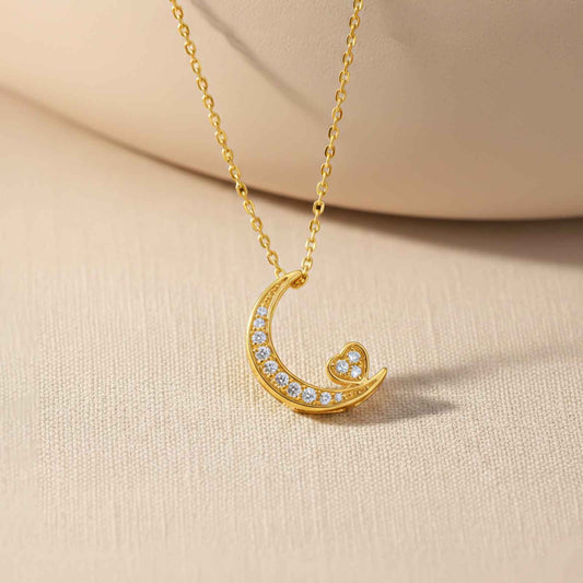 Golden Moon to Heart Necklace