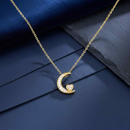 Golden Moon to Heart Necklace