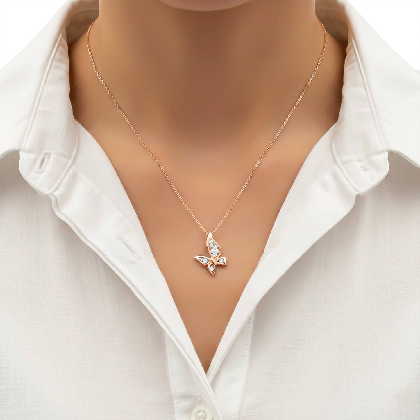 Rose Gold Grace Butterfly Pendant