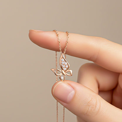 Rose Gold Grace Butterfly Pendant