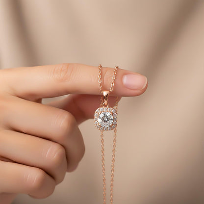 Rose Gold Halo Minimal Pendant