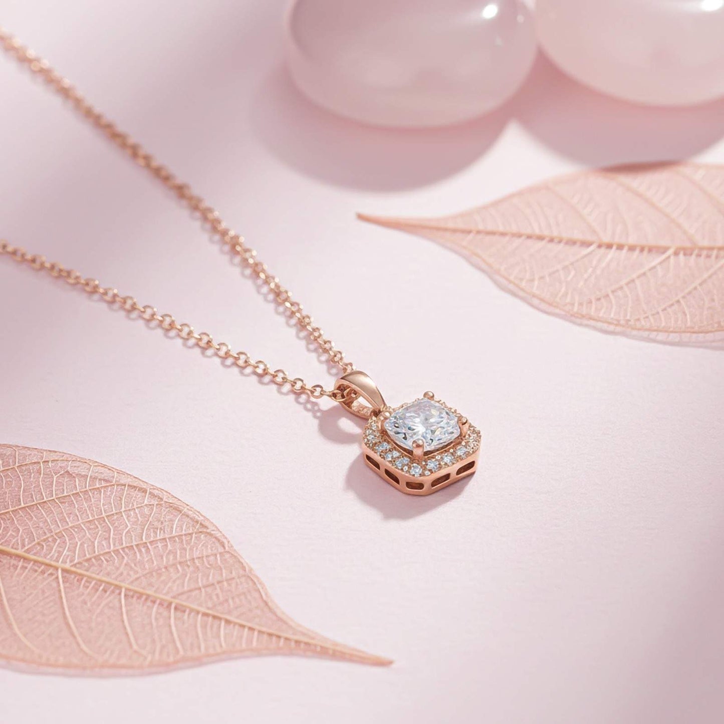 Rose Gold Halo Minimal Pendant