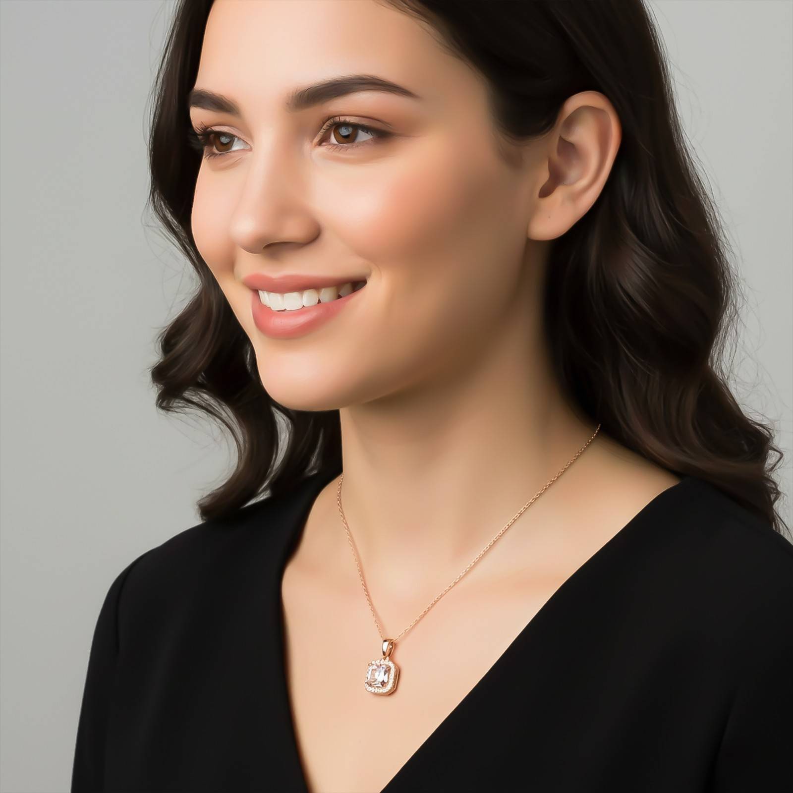 Rose Gold Halo Minimal Pendant
