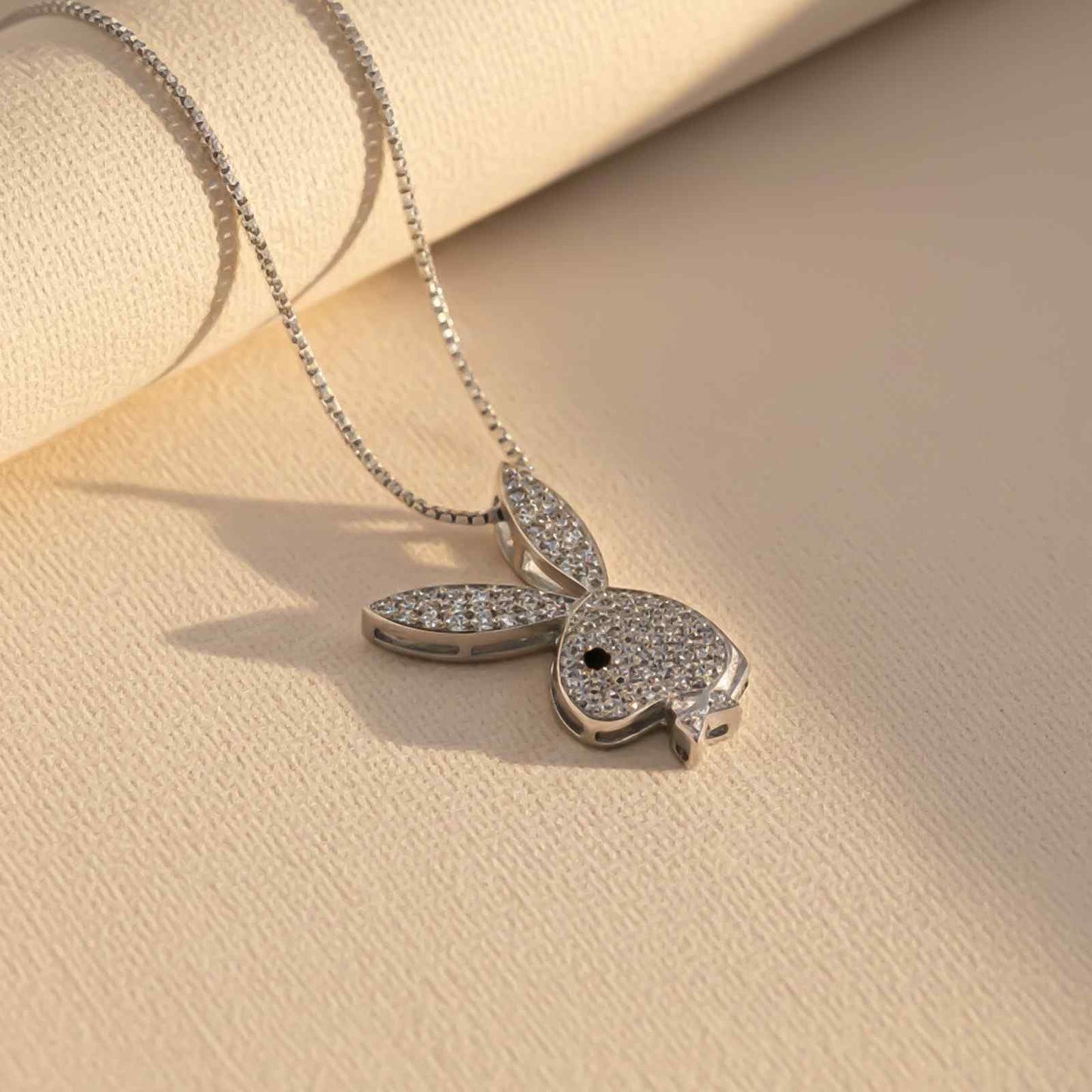 Silver CZ Bunny Charm Pendant