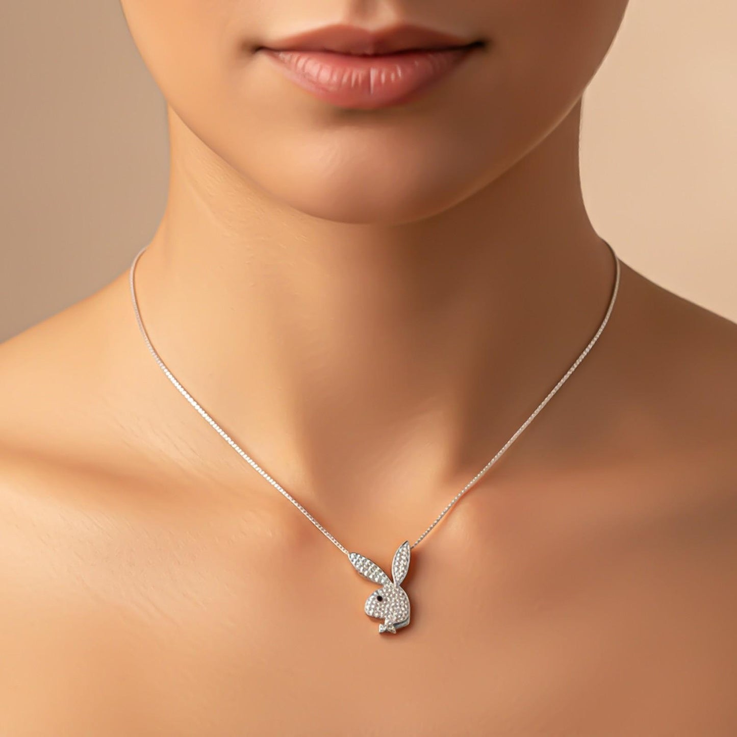 Silver CZ Bunny Charm Pendant