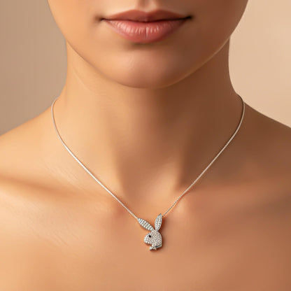 Silver CZ Bunny Charm Pendant