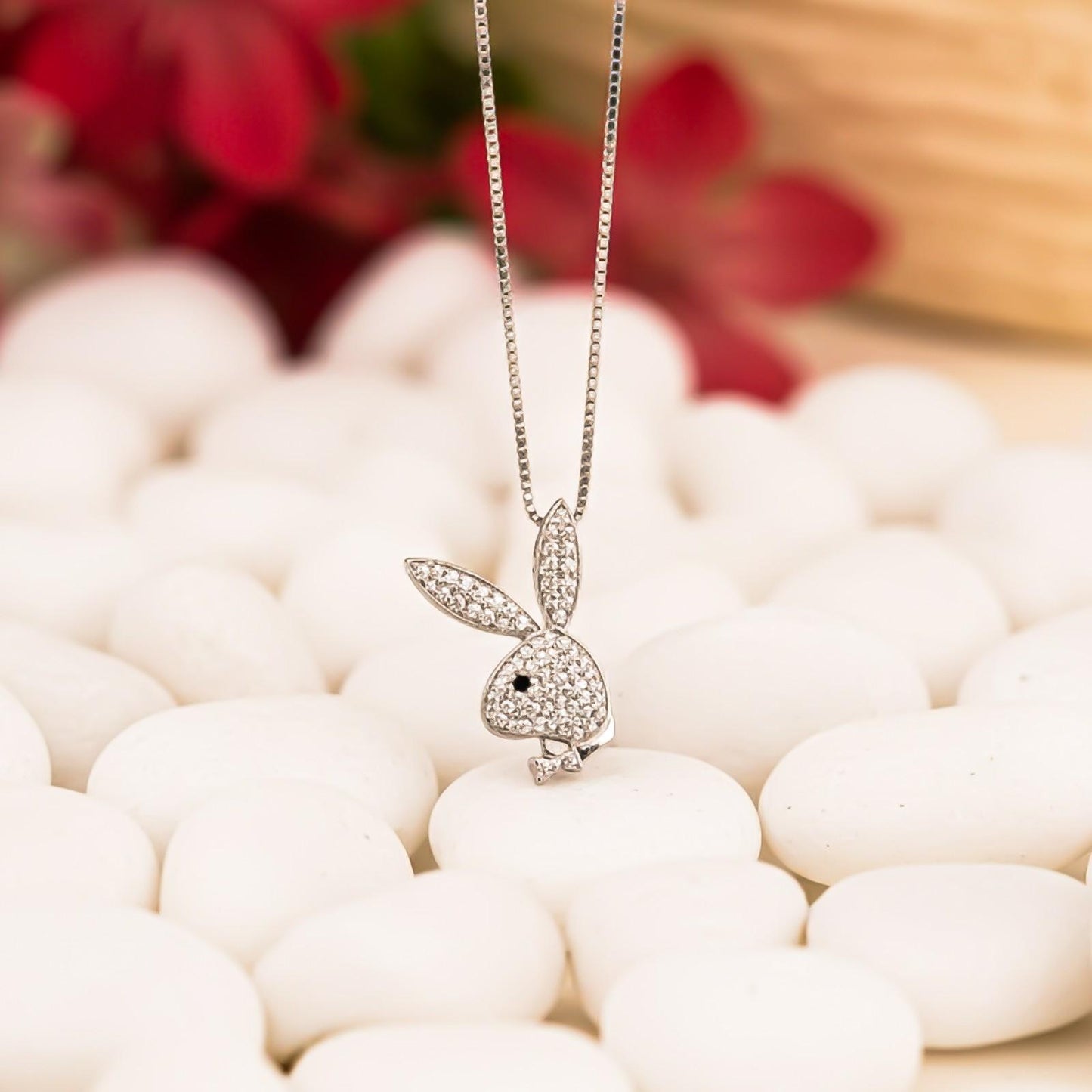 Silver CZ Bunny Charm Pendant