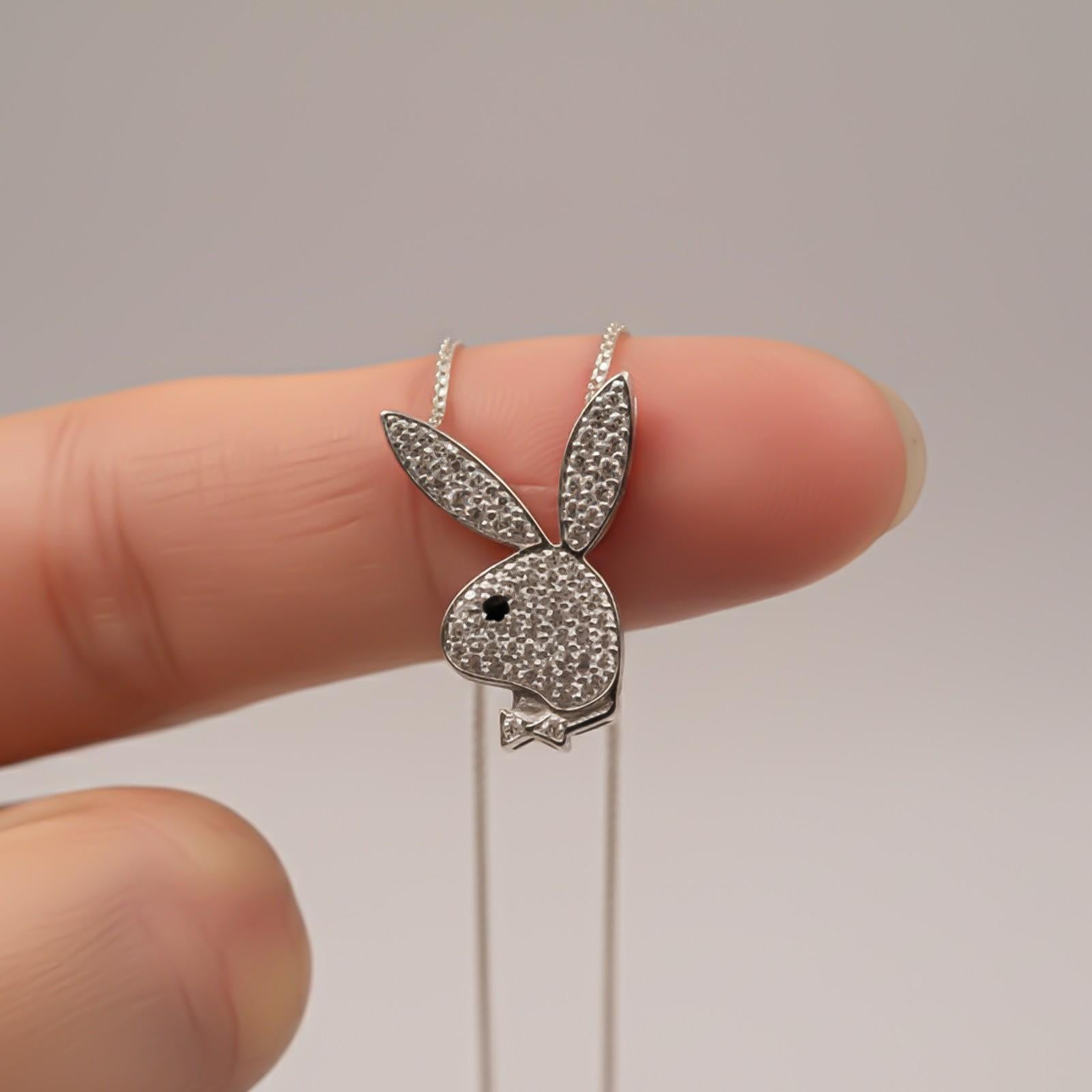 Silver CZ Bunny Charm Pendant