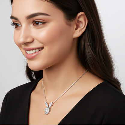Silver CZ Bunny Charm Pendant