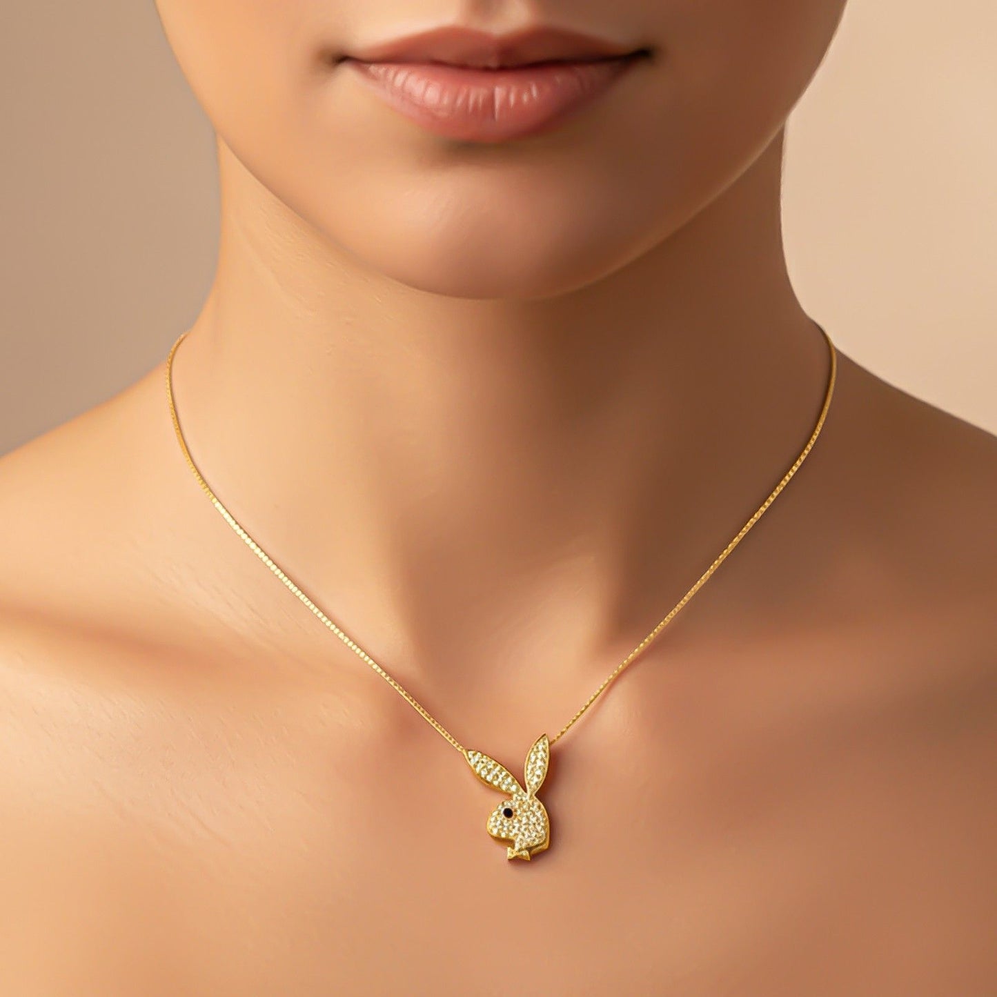 Silver CZ Bunny Charm Pendant