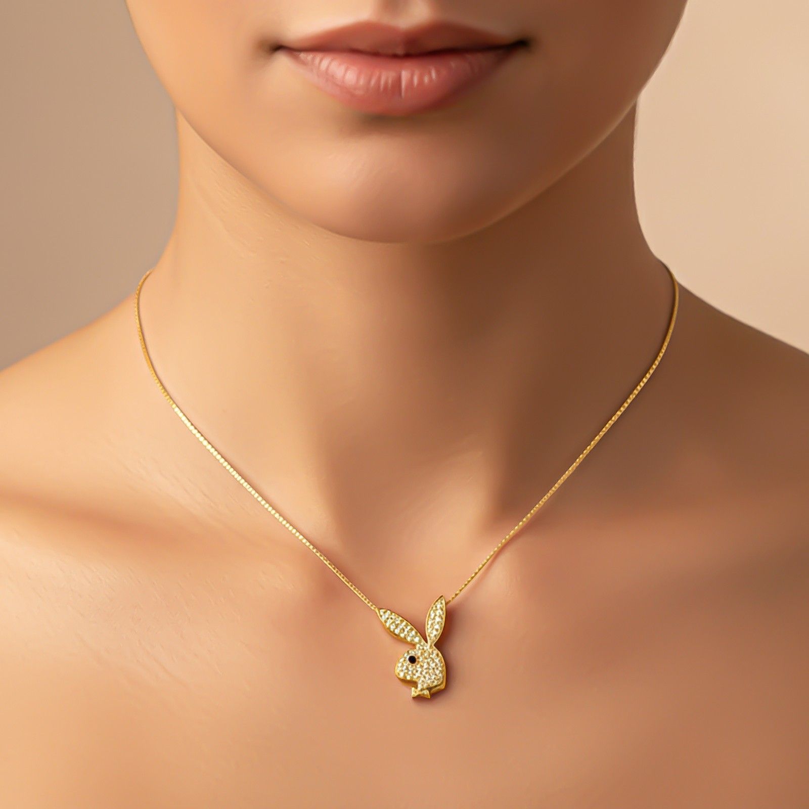 Silver CZ Bunny Charm Pendant