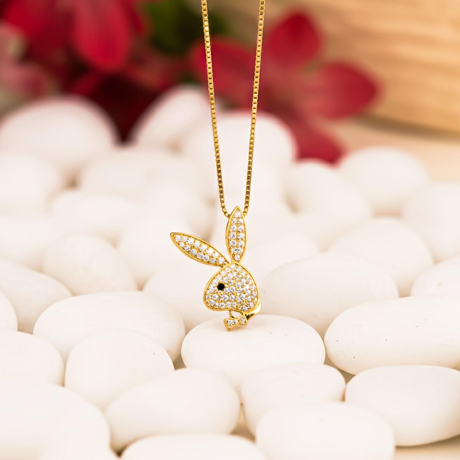Silver CZ Bunny Charm Pendant