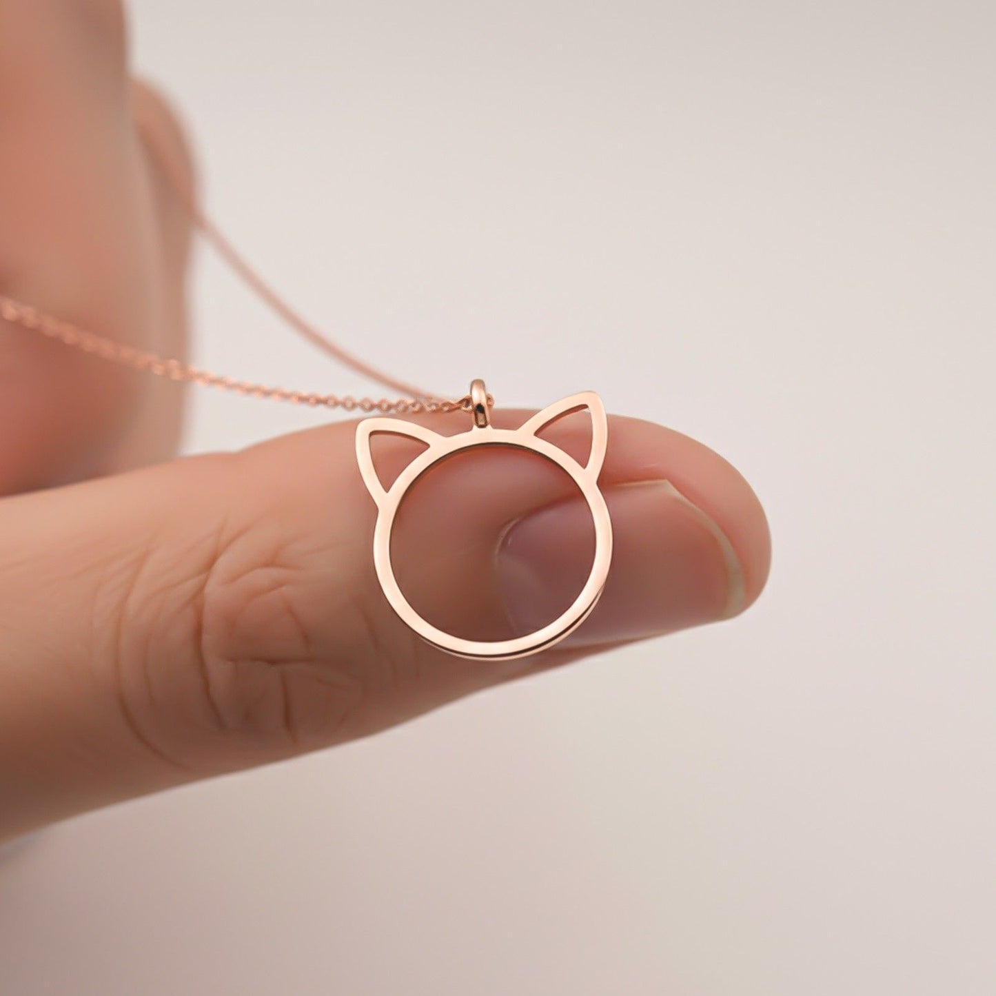 Silver Minimal Cat Ear Outline Pendant