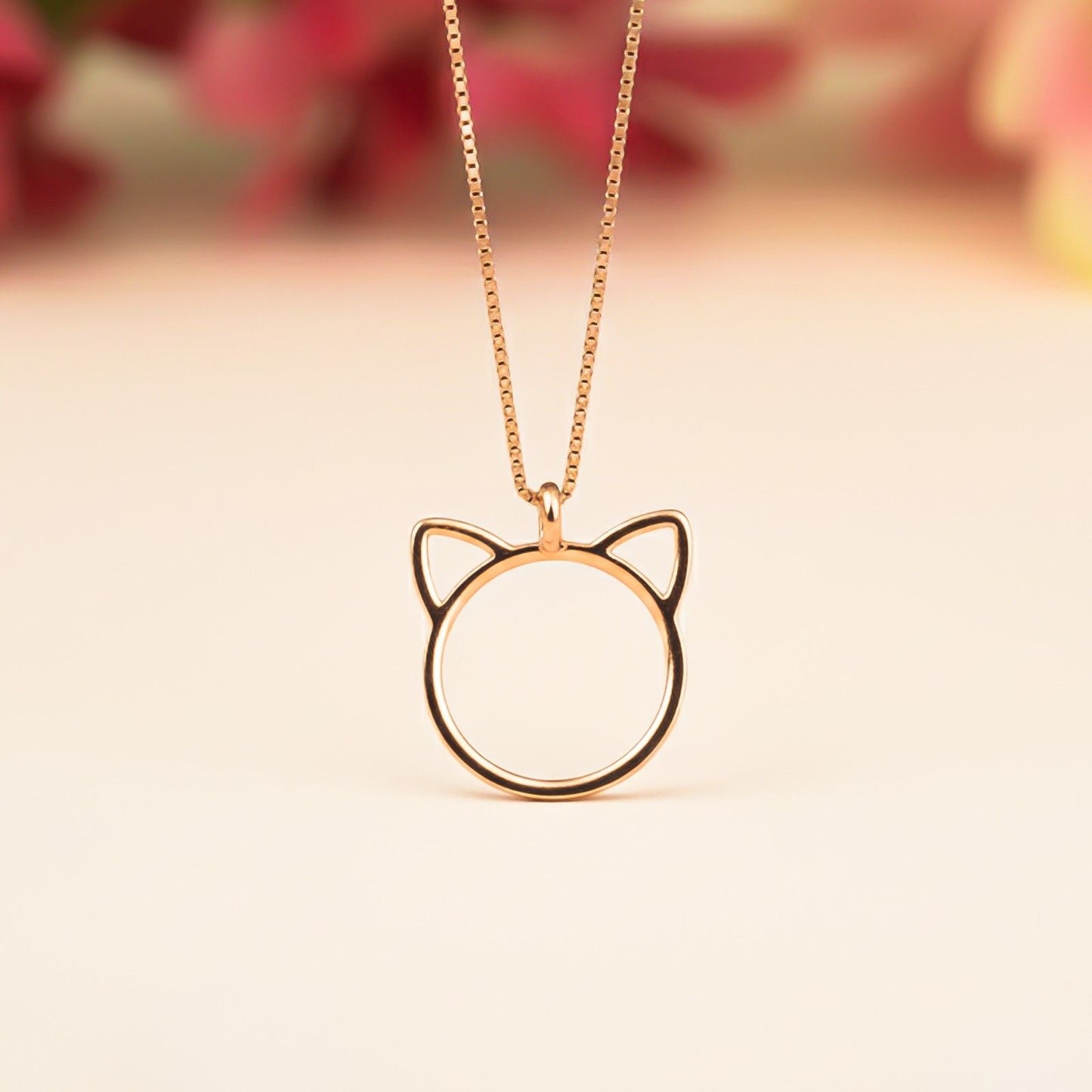 Silver Minimal Cat Ear Outline Pendant