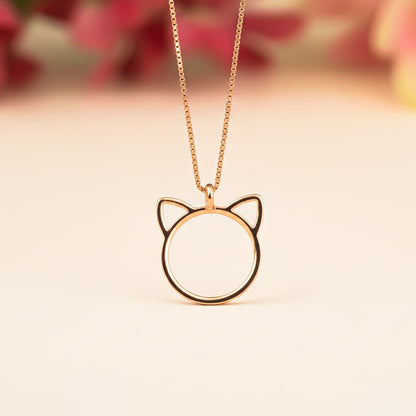 Silver Minimal Cat Ear Outline Pendant