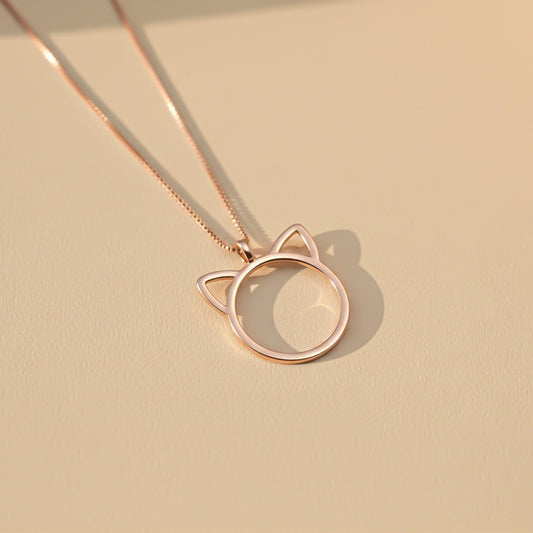 Silver Minimal Cat Ear Outline Pendant