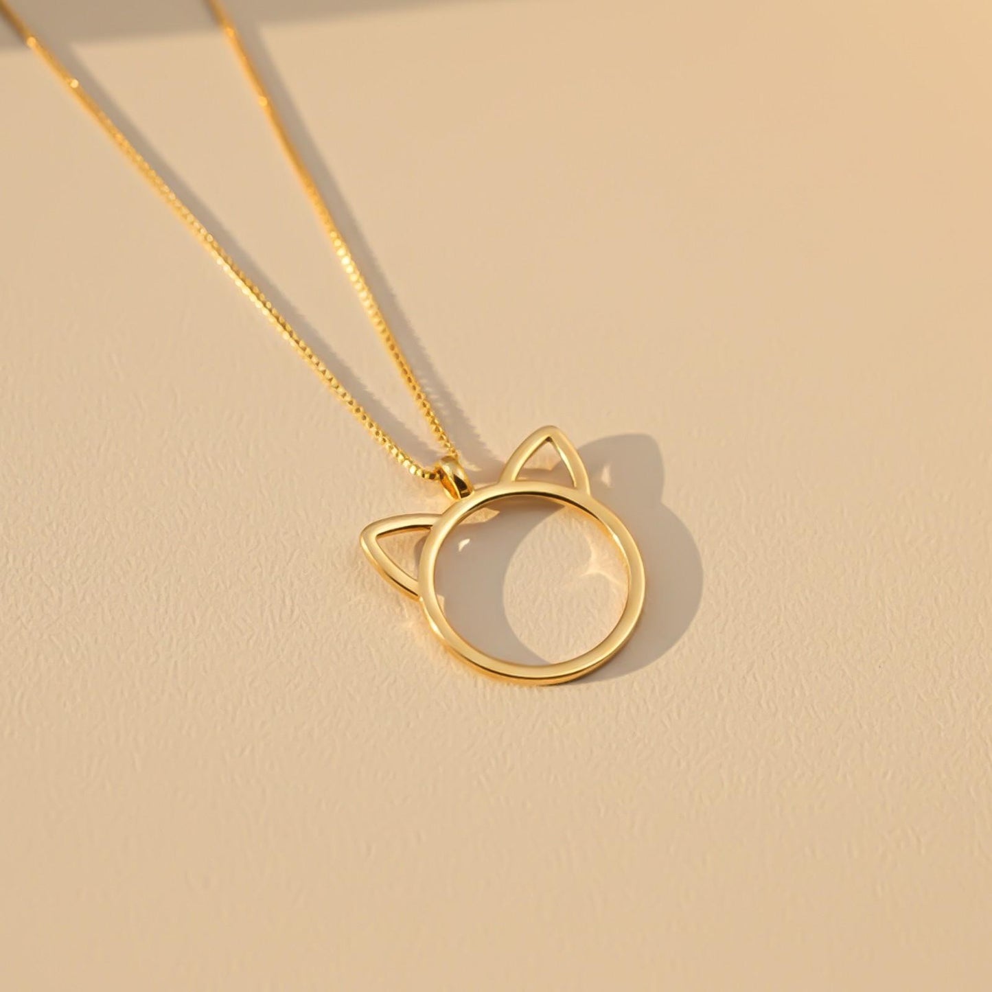 Silver Minimal Cat Ear Outline Pendant